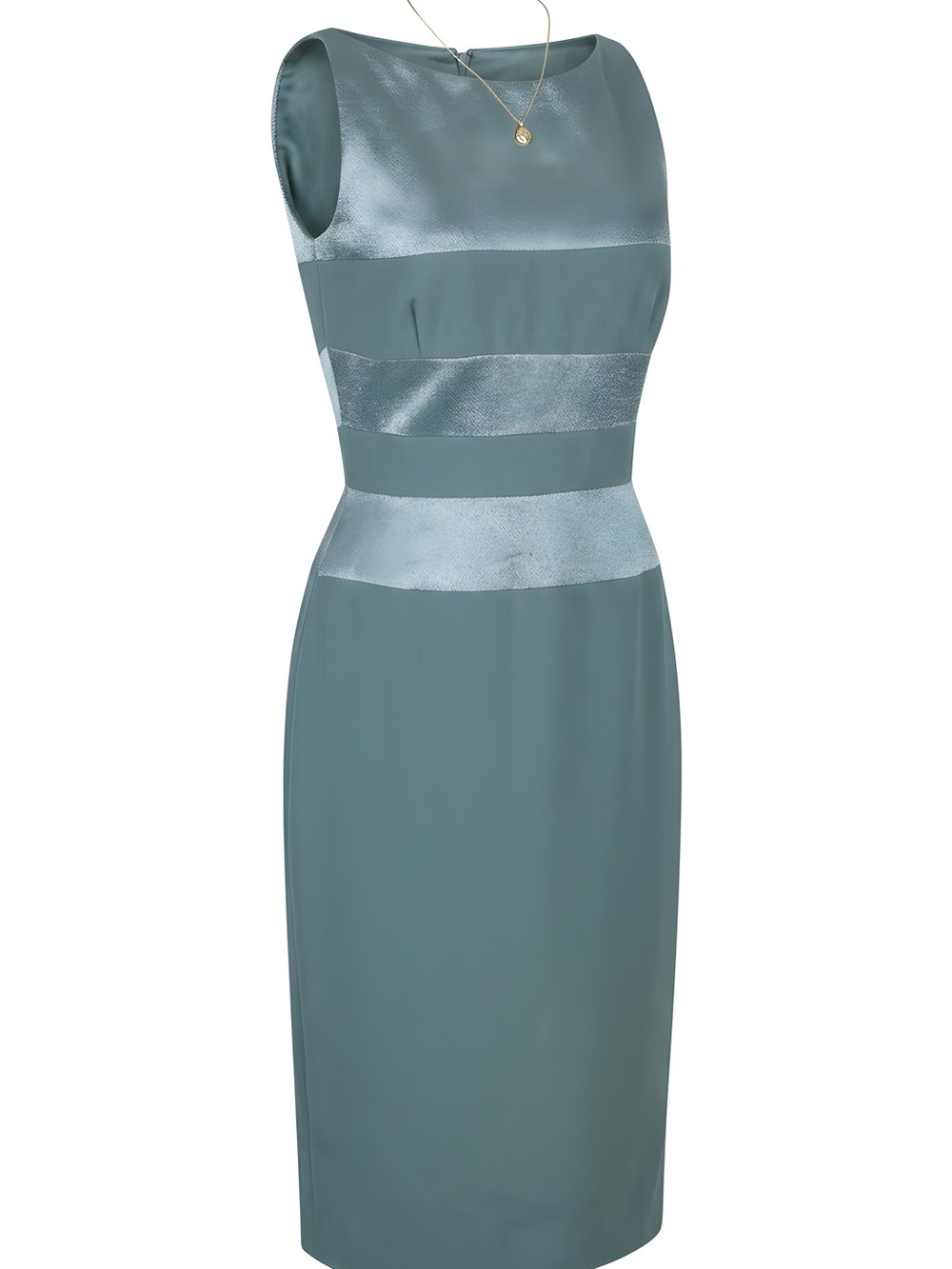 Cache Vintage Satin-Crepe Panel Sleeveless Midi Dress in Sage